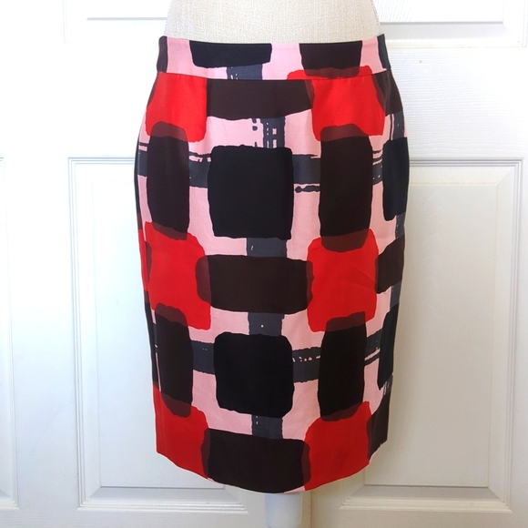 Kate Spade Jordan Checkered Silk Pencil Skirt - Picture 2 of 5